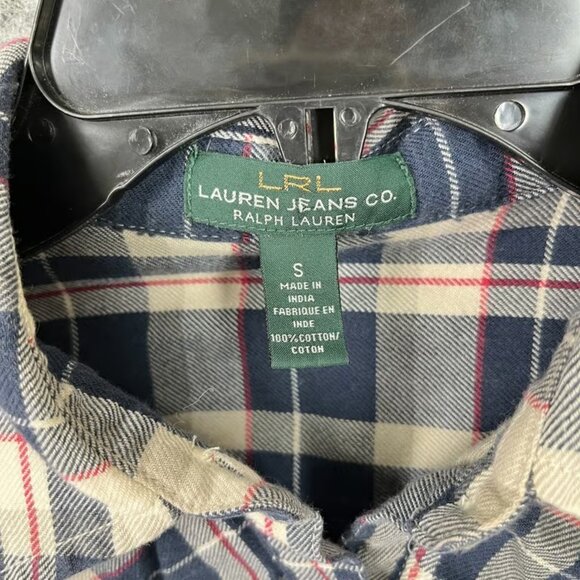 Ralph Lauren Shirt Womens S Plaid Ruffle Neck Western Rodeo Business Casual - Picture 3 of 5